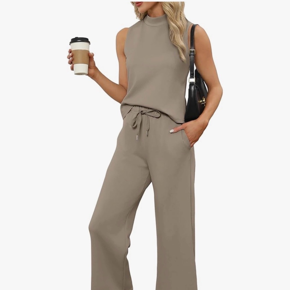 Women's Sleeveless 2 piece set  - Taupe